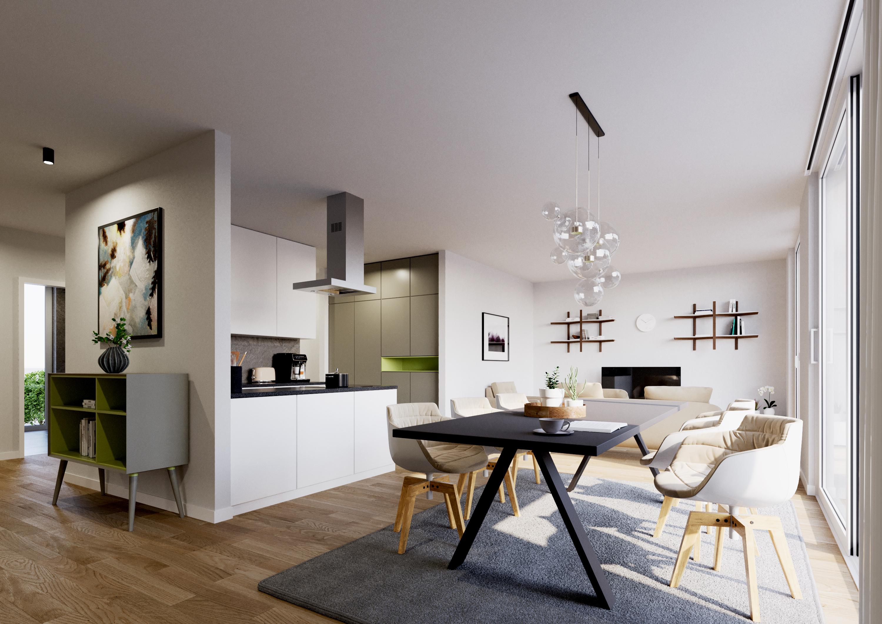 Wohnbereich Erdgeschoss Haus 4, WE 07